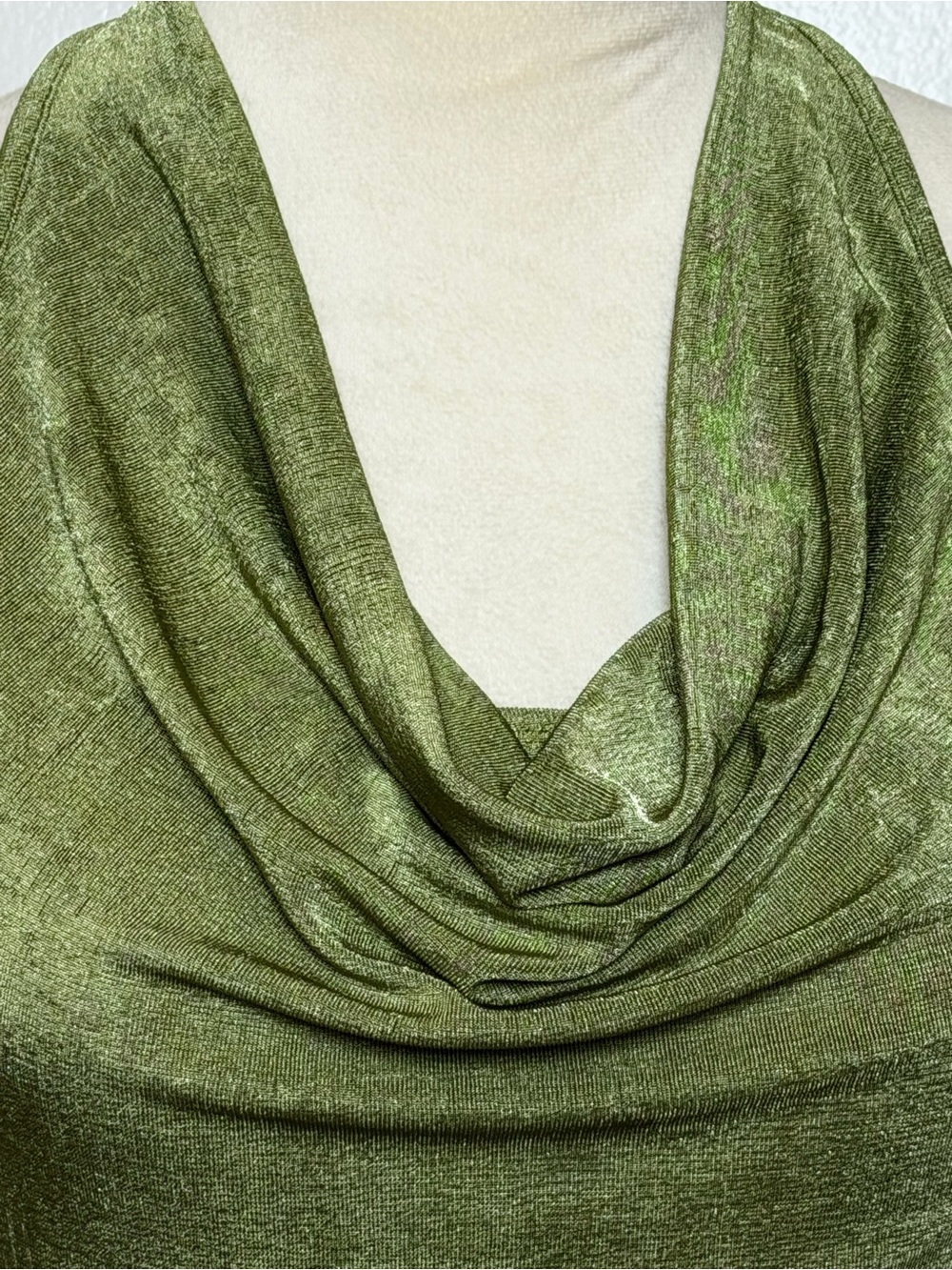 Y2K Olive Halter Crop Top Draped Front Backless Sleeveless Tank Women’s Small - Picture 2 of 9